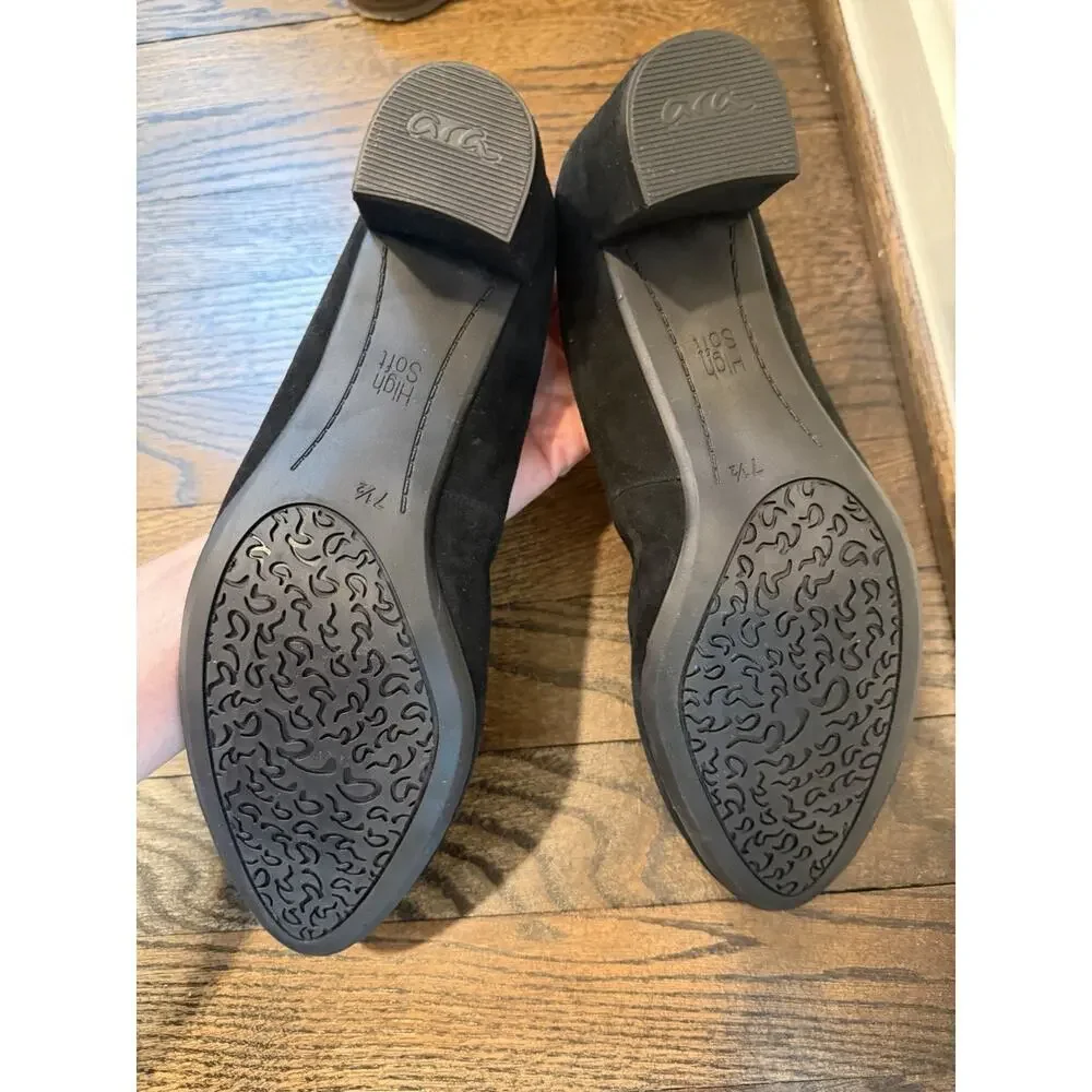 Ara Black Block Heel Pumps Suede size US Sz 10 style NEW